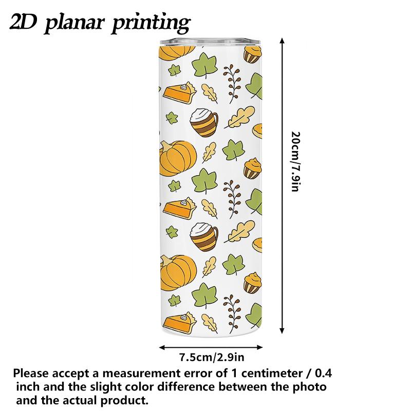 Straight Cup 591ml Bountiful pumpkins and melon fruits Straw Cup Leakproof Tumbler Travel Drink Mug Metal Coffee Mug Stainless Steel Tumbler