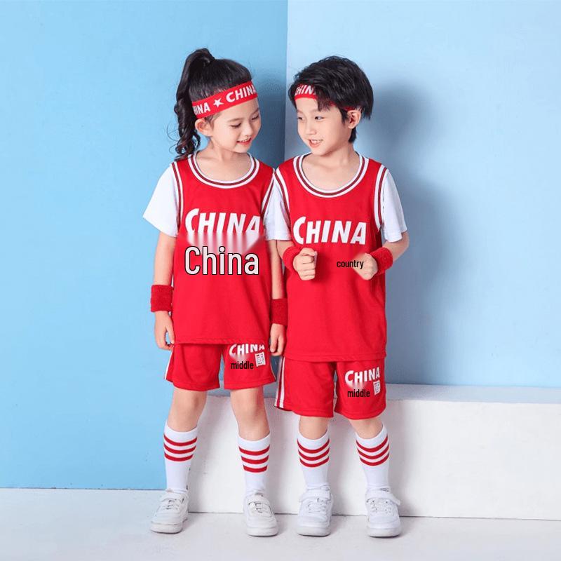 Children's Fake Two-Piece Basketball Uniform Set - Unisex Competition Jersey & Jump Rope for Sports Performance and Training.