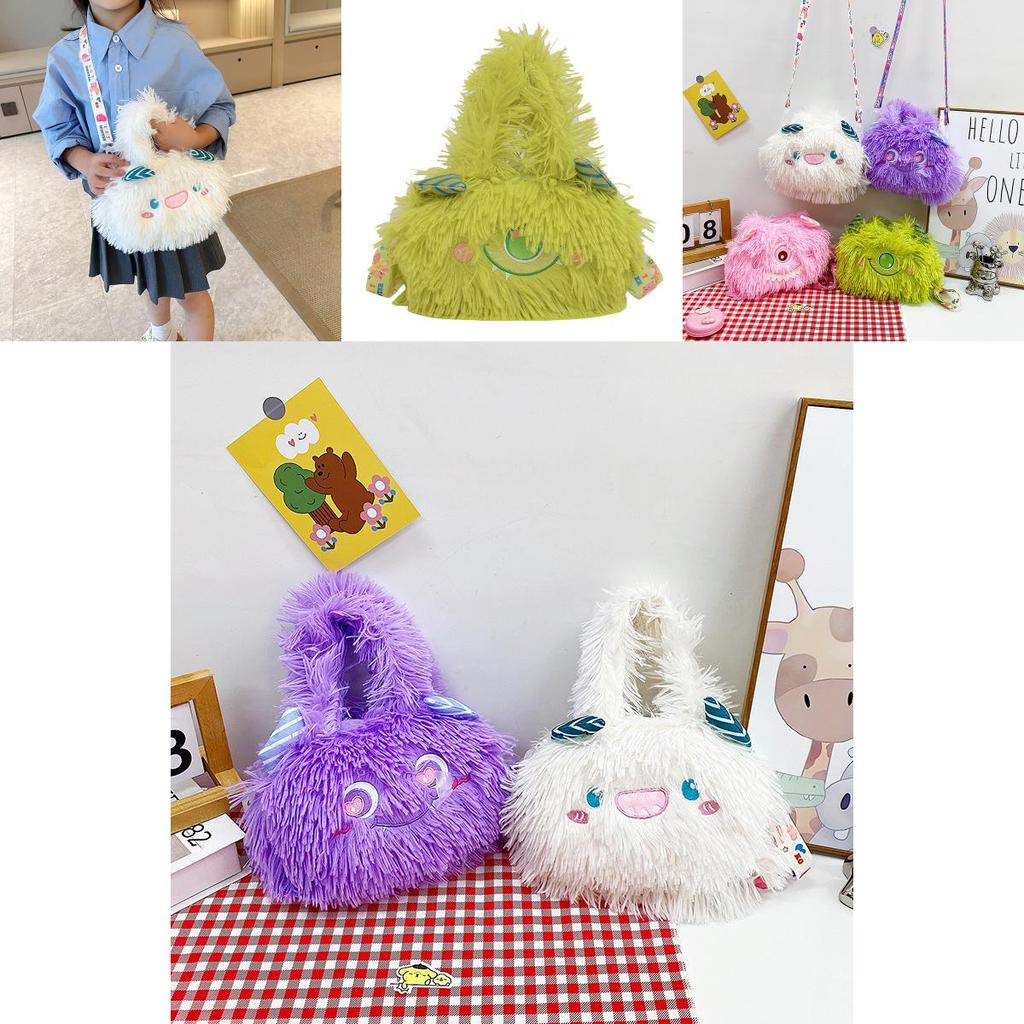 Entzückende Plüschmonster-Schultertasche für Mädchen, weich und leicht, Handtasche für Kinder