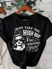 Women Casual Fashion Printed T-Shirt Sizes 0 To 8XL Comfortable Fit Funny Graphic Tee Why Take The Main Road When You Can Take The Crazy Road Design B