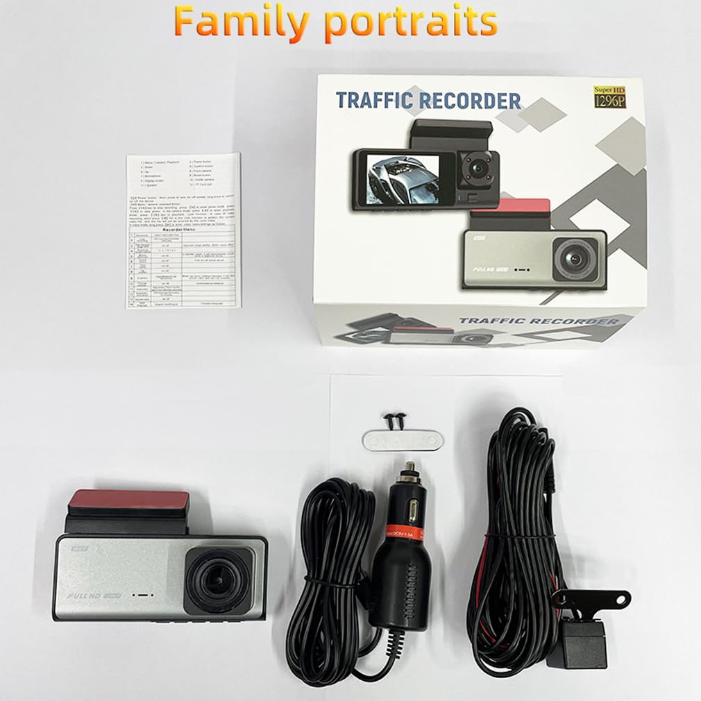 3-channel Wifi dash cam for car, front and rear internal 1080P car DVR, Super