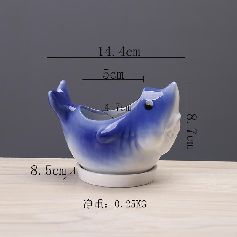 Gardening Succulent Flower Pot Ceramic, Creative Indoor Tabletop Cartoon Dolphin Animal Flower Pot