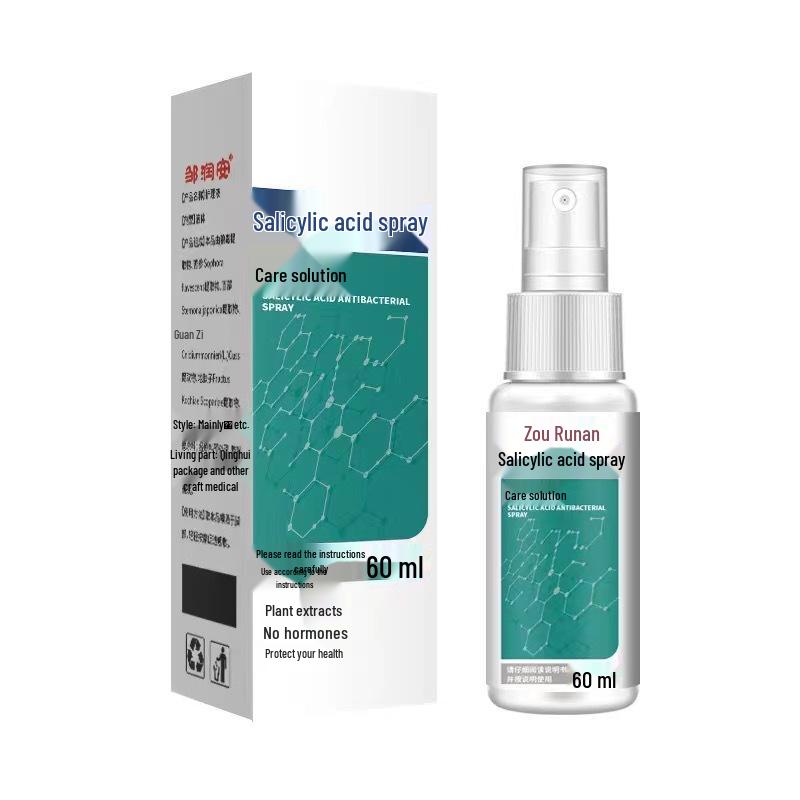 

Антибактериальный спрей для ног с салициловой кислотой - 60 мл для лечения грибка стопы, запаха, зуда, шелушения и потливости.