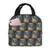 Colorful Peacock Feather Insulated Lunch Bag for Women Kids Portable Food Boxes Thermal Lunch Box Tote
