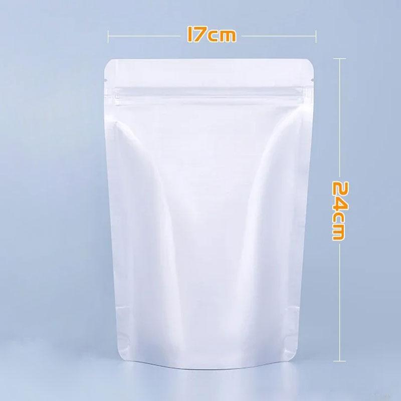50 Stück silberfarbene Beutel aus Aluminiumfolie, wiederverschließbar, matt, stehend, für Lebensmittelverpackungen, selbstversiegelte Plastikbeutel mit Reißverschluss und breitem Boden