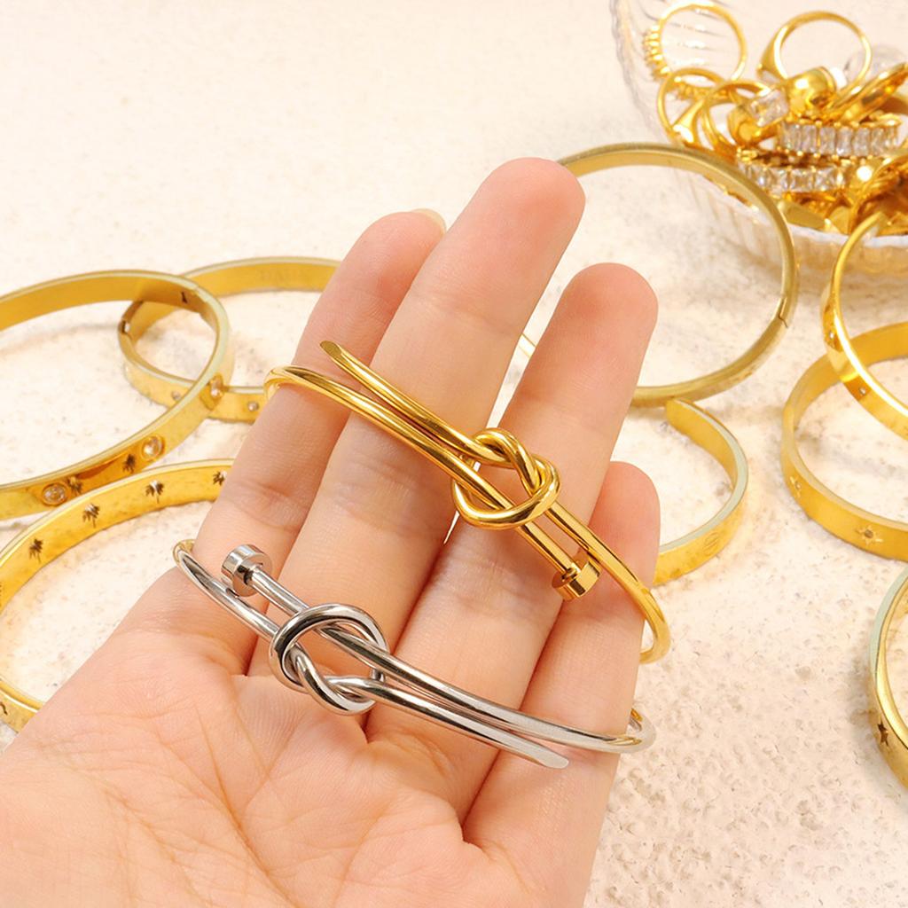 CARLIDANA Vintage Bracelet Stainless Steel Plated Gold Color Luxury Exaggerated Irregular Opening Bracelet New Women's Jewelry