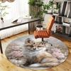 1pc Fox Flowers Round Chair Mat Area Rug - Non-Slip, Floor Mat for Office, Bedroom, and Indoor Decor-1002323