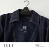 ELLE Women's French Retro Pleated Denim Shirt