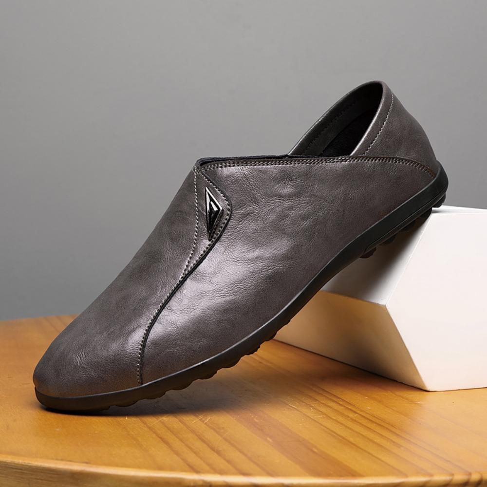 Casual Leather Shoes for Men Slip Resistant Soft Sole Trendy Loafers Comfortable Driving Shoes