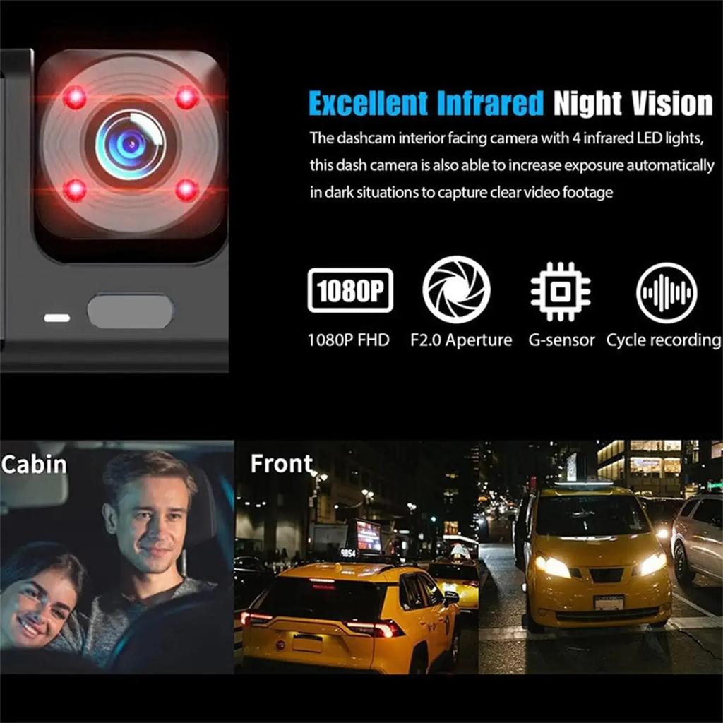 WIFI APP Control Car Dvr 2/3 Channel 1080P Dash Cam for Cars Front / Rear View Recorder Video Car Camera for Car Assecories