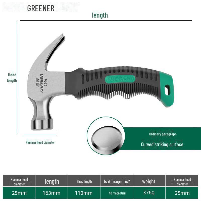Green Forest Magnetic Mini Claw Hammer for Woodworking and Outdoor Use