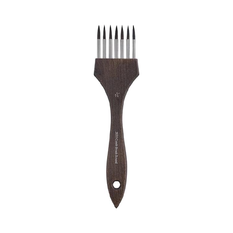 Dense Bristle Art Brush Wooden Handle Art Painting Comb Brush Smooth Painting Experience for Watercolor Acrylic Painting