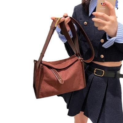 Faux Suede Crossbody Bag For Women Autumn Winter New Style Trendy Retro Matte Tote Bag Small Texture Large Capacity Commuter Bag