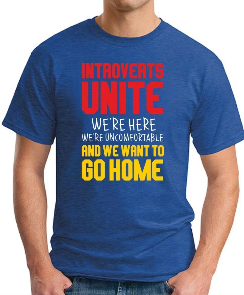 INTROVERTS UNITE T-SHIRT   Funny Slogan Novelty Joke Geek Nerdy Gift Men s Top 2 3XL