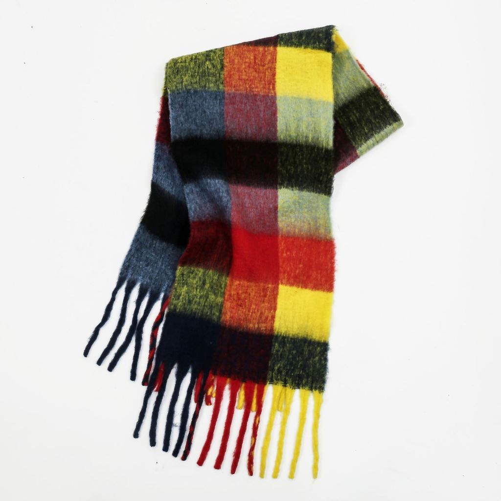 Premium Color Plaid Scarf Women's Winter Warm Scarf Mohair Thickened Scarf Versatile Shawl