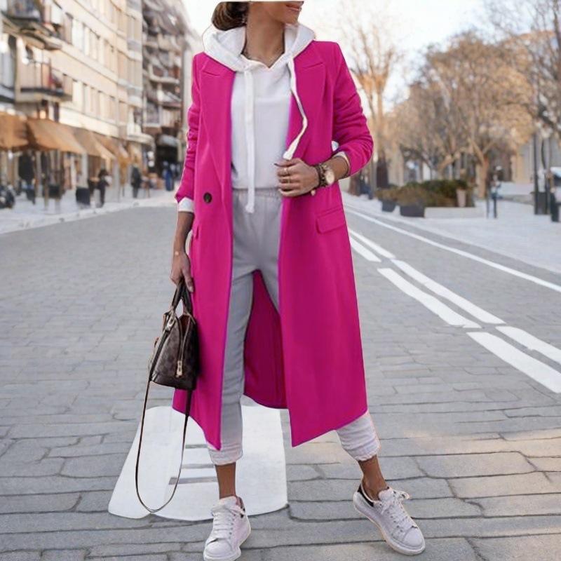 

Длинный шерстяной женский кардиган-пальто на осень и зиму XL розовый