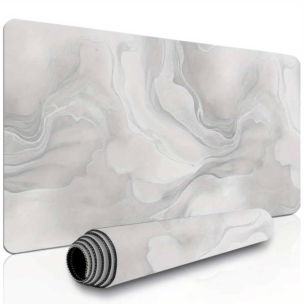 Large Faux Marble White Gray Gaming Mouse Pad Desk Mat Extended Non-Slip Rubber Washable Keyboard Protector Mousepad Gamer