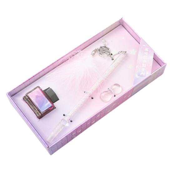 

1 комплект перьевой подвески с кристаллами, дизайн, экономия чернил, легко чистить, художественная ручка с кристаллами для подписи, для зарисовок белый