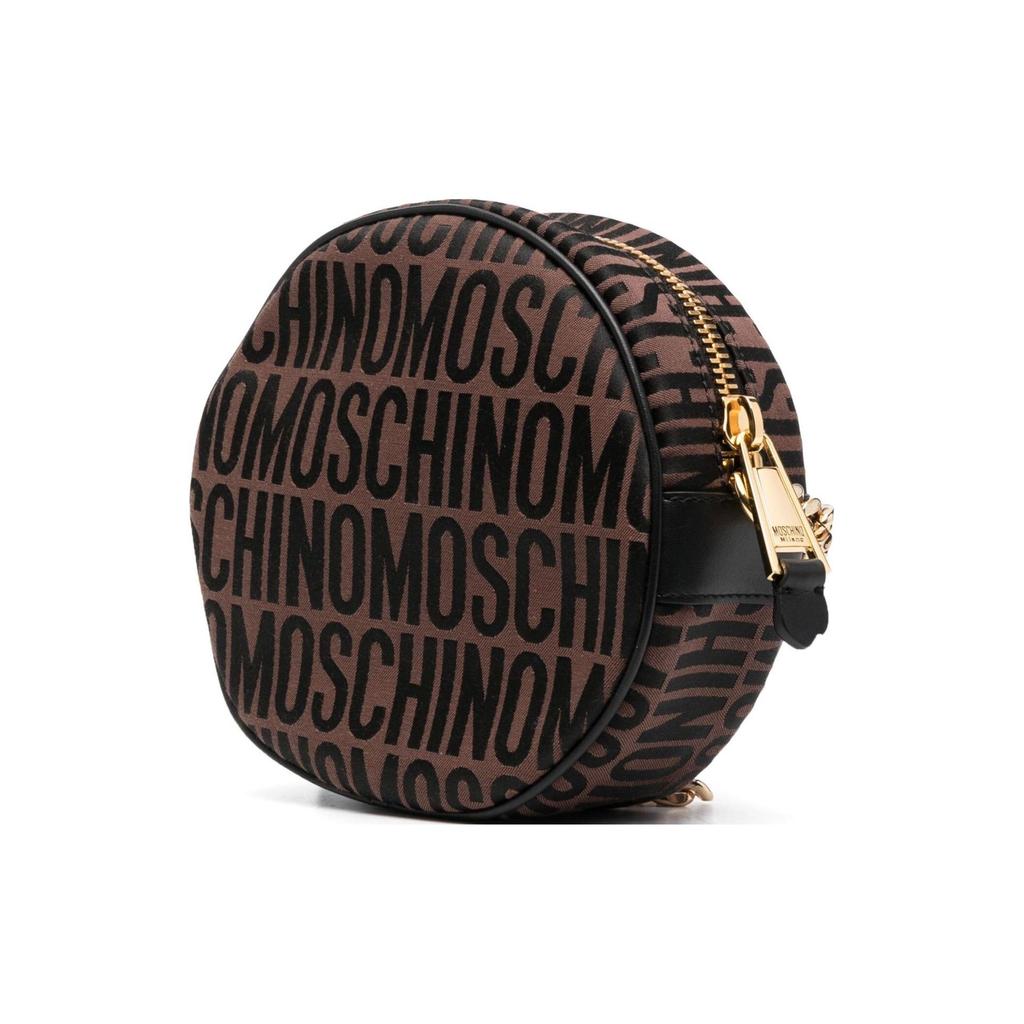 Moschino Classic Logo Print Gold Logo Letter Polyester Blend Crossbody Bag Women Bags Black Brown A74158268