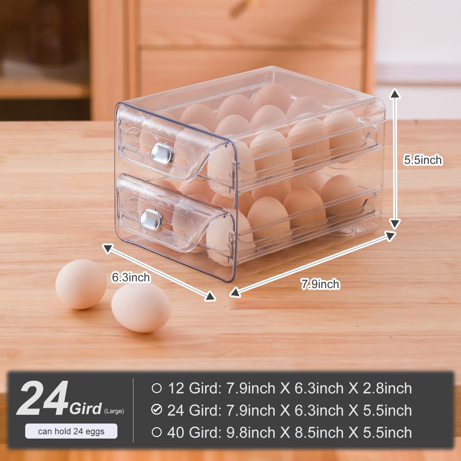 

Держатель для яиц для холодильника, органайзер для ящика со шкалой времени, прозрачный контейнер для хранения свежих яиц для фриаджа, лоток для яиц большой емкости