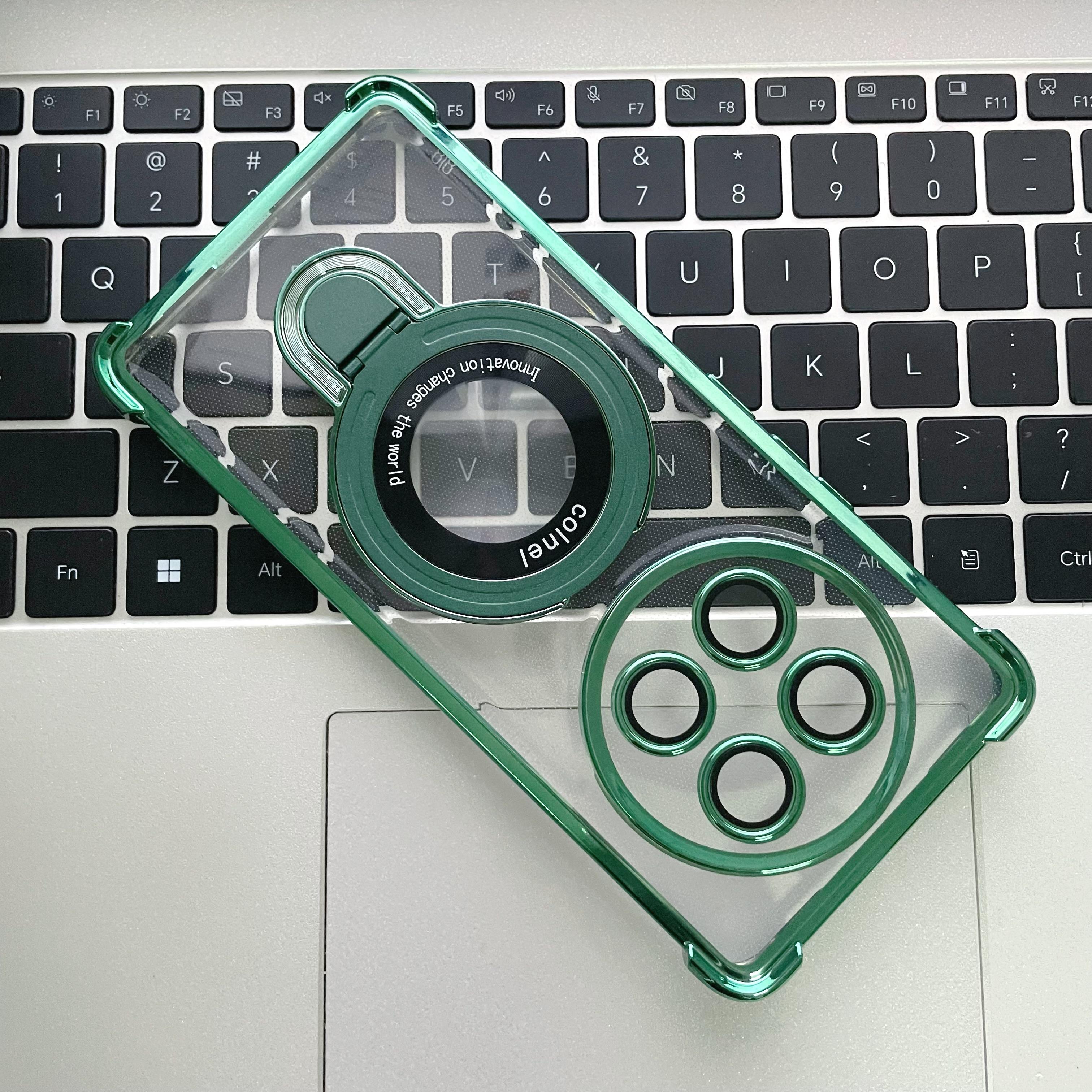 

For Honor Magic 7 Lite X9C Case Magnetic Holder Luxury Plating Airbag Soft Silicone Transparent Shockproof Phone Back Cover Honor Magic 7 Lite