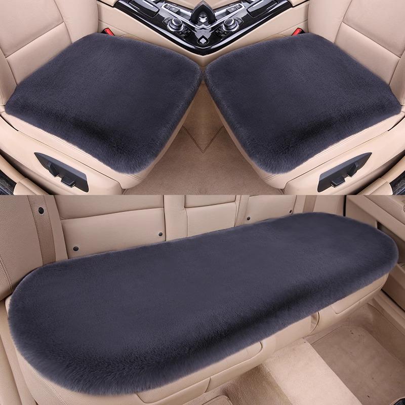 Universal Plush Car Seat Cushion - Thick, Warm, Non-Slip Rabbit Hair for Autumn & Winter