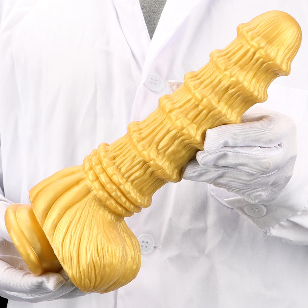 Golden Horse Dildo Silicone Soft Anal Plug Masturbator Strap on Penis Sex Toys Big Dick Realistic Cock Fisting Slave BDSM