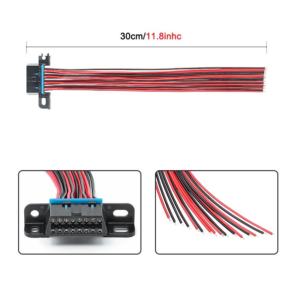 JieYuan 30cm 16pin Hembra a Macho DIY OBD2 Cable de Extensión Automotriz Herramienta de Diagnóstico Automotriz Escáner Conector OBDII