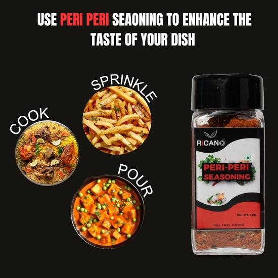 Ricano Garlic Powder 45g, Pizza Mix 45g & Peri Peri 50g Combo (3-Pack) | Spice Set  | Ideal for Grilling, Seasoning, Cooking & Toppings