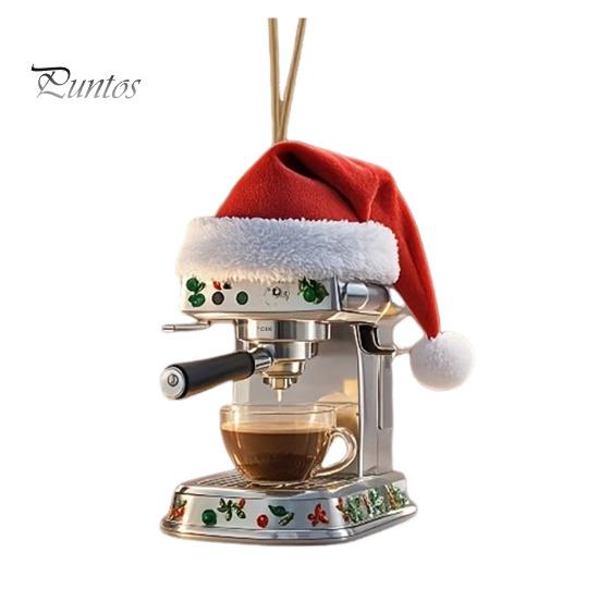 

Кофемашина Рождественское украшение Акриловая шапка Санты Мини-кофемашина Подвеска Памятный праздничный автомобильный рюкзак Подарок для любителей кофе разноцветный