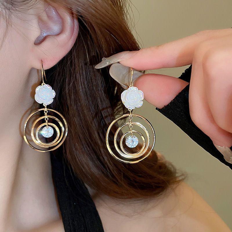 Retro Silbernadel Eingelegte Diamant Kristall Perlen Ohrringe - Luxuriöse Lange Europäische & Amerikanische Stil Ohrringe für Frauen