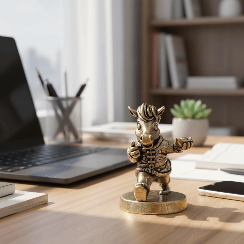 Cartoon Paard Beeld Traditioneel Pony Ornament Grappige Messing Paarden Beeldjes Nieuwjaars Decoratie