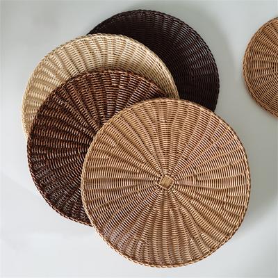 15" Modern Simplicity Vine Like Plastic Woven Meal Mats Home Kitchen Washable Plate Dining Table Mat Decoration Accessories