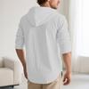 Men Stripe Hooded Shirt Linen Long Sleeve Button Down Shirt Casual Regular Fit Shirt for Fall Vacation Street Work Wear