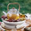 Stylish Indoor Electric Tea Stove Set with Glass Pot & Ceramic Burner for Boiling Tea, Dried Fruits, or Roasted Milk Flower Tea.