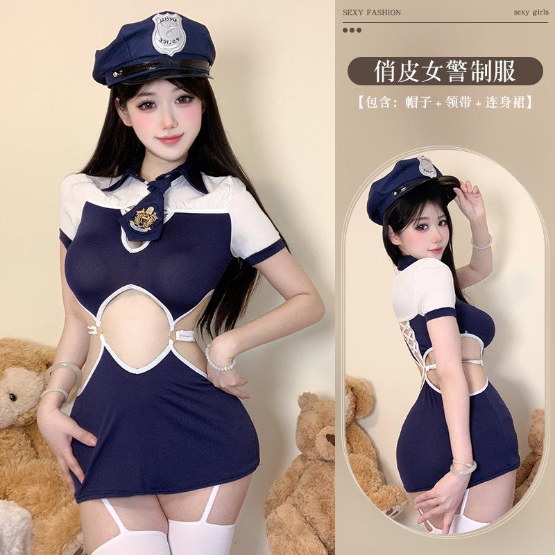 Sexy Lingerie Slim Fit Sexy Professional Uniform Hollow Strap Navy Sailor Suit One-piece Cosplay Suit