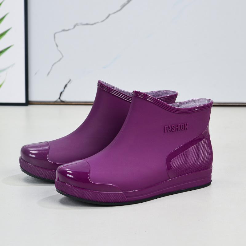 Fashion Women's Rain Shoes Low-top Rain Boots Short Tube Non-slip Velvet Water Boots Thermal Cover Shoes Comfortable and Wear-resistant Youth Models