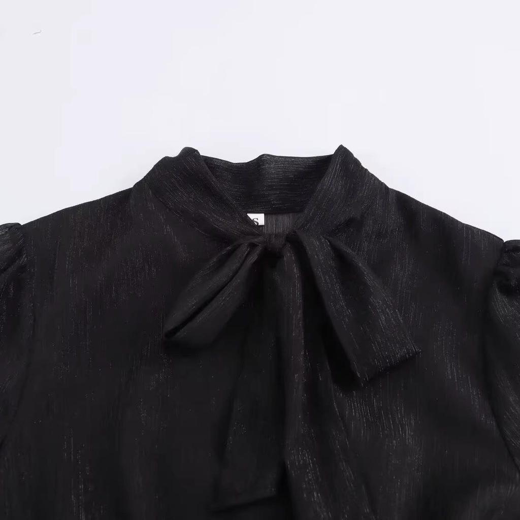 2025 Spring Women's European & American Style Chiffon Casual Waist-Gathering Dress