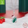 Yinziyun Weihnachtsbär Halskette für Damen, Leichter Luxus s925 Sterlingsilber Glücksbringer Schlüsselbeinkette