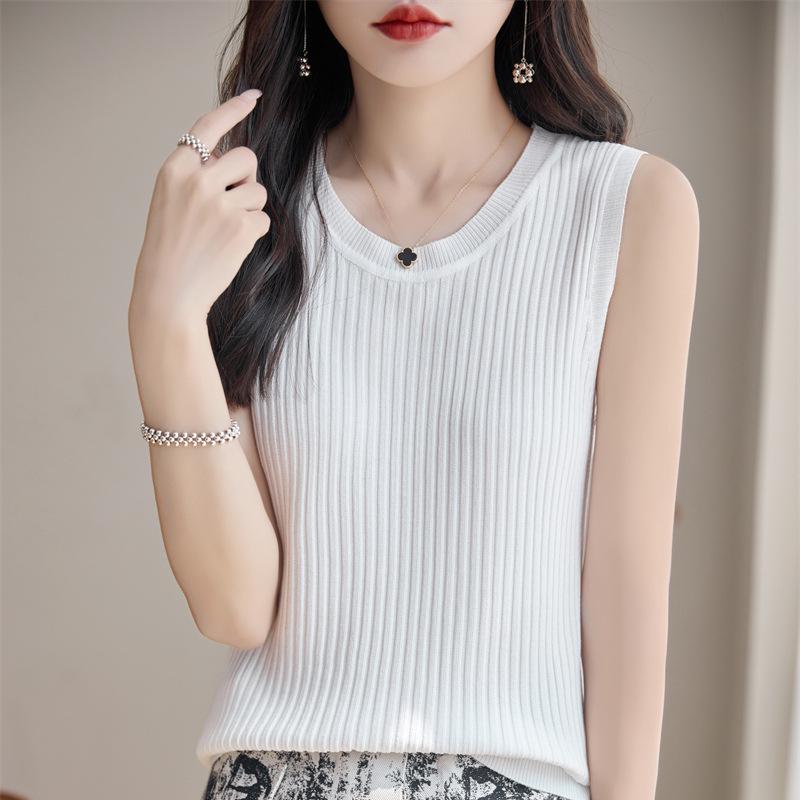 

Женская трикотажная майка без рукавов из французского ледяного шелка для весны/лета XXL