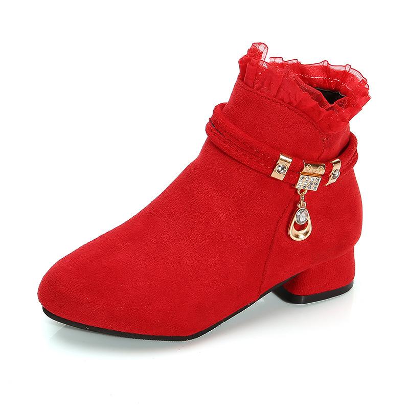 Girls' Ankle Boots Spring and Autumn Girls High Heel Short Boots Children's Single Boots Medium and Large Children's Boots