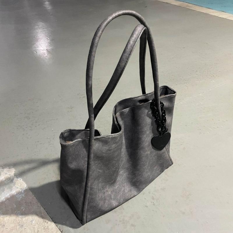 2024 NEW Shoulder Bags Solid Color Handbag Large Capacity Shopping Bag for Girl Women Leather Bag