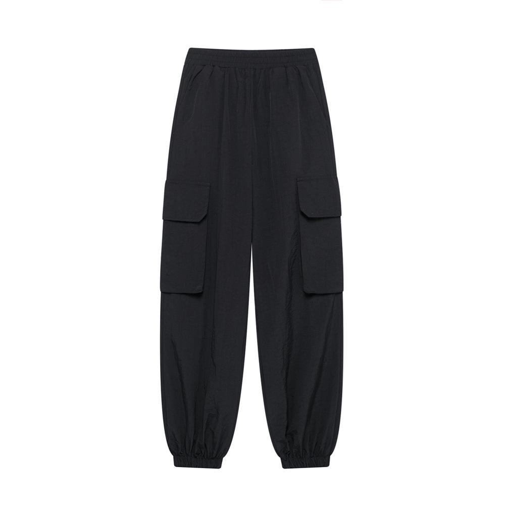 

Весна 2025 Женские спортивные брюки прямого кроя с завязками на щиколотках Medium чёрный