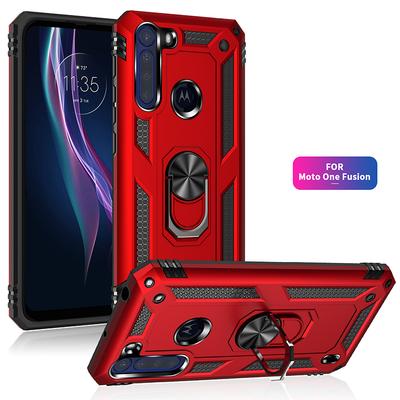 Pre MOTO One Fusion Armor Nárazuvzdorné puzdro pre Motorola One Fusion + Robustné Vojenské Ochranné Magnetický Držiak do Auta Krúžok Kryt