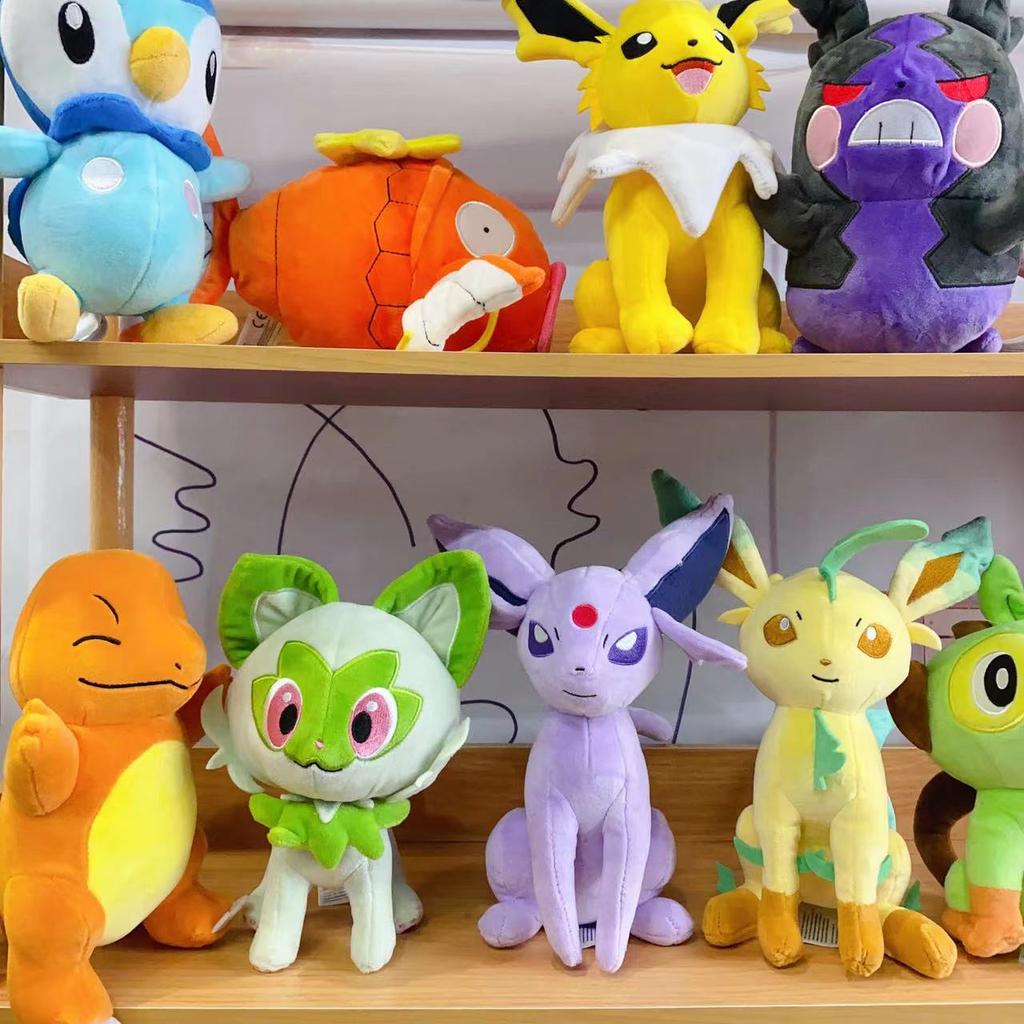 18-28cm Plush Toy Grookey Sprigatito Oshawott Leafeon Espeon Morpeko Gonbe Mimikyu Anime Figure Peluche Toys