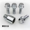Locking Wheel Bolts M12 X 1.5 Nuts Chrome Alloy Wheel Lug Stud Taper Seat For BMW MINI Vauxhall Corsa Nissan