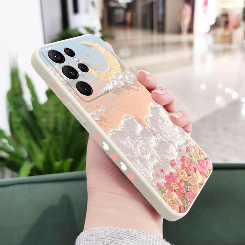 

Oil Flowers Phone Case For Samsung Galaxy S25FE S24 S23 S22 S21 S20 Ultra Plus FE S10 S9 S10E Note 20 ultra 10 9 Plus Cover Galaxy S25