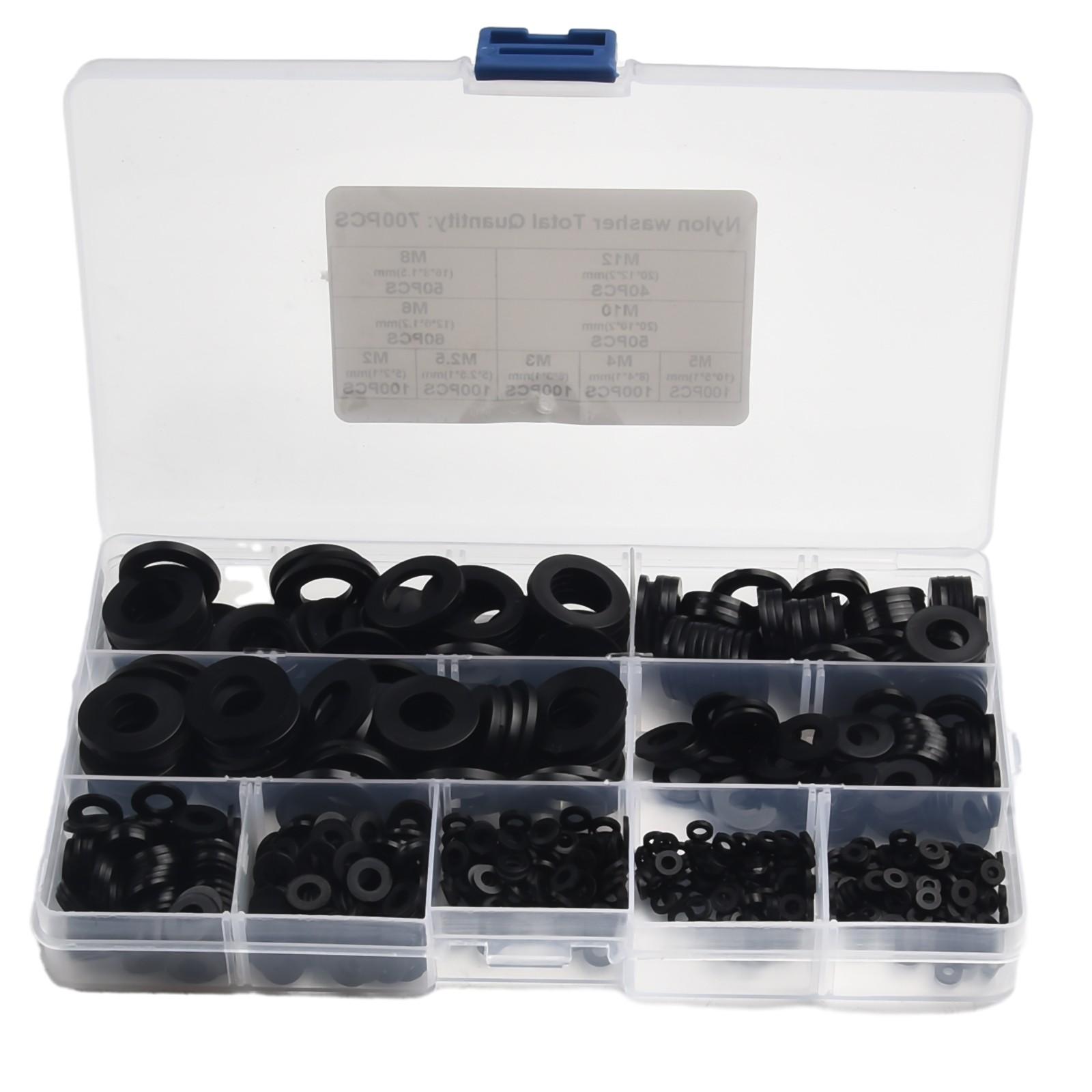 

700x Nylon Rubber Flat Ring Washer Seal Hose Gaskets Metric Bolt Srew Kit M2-M12