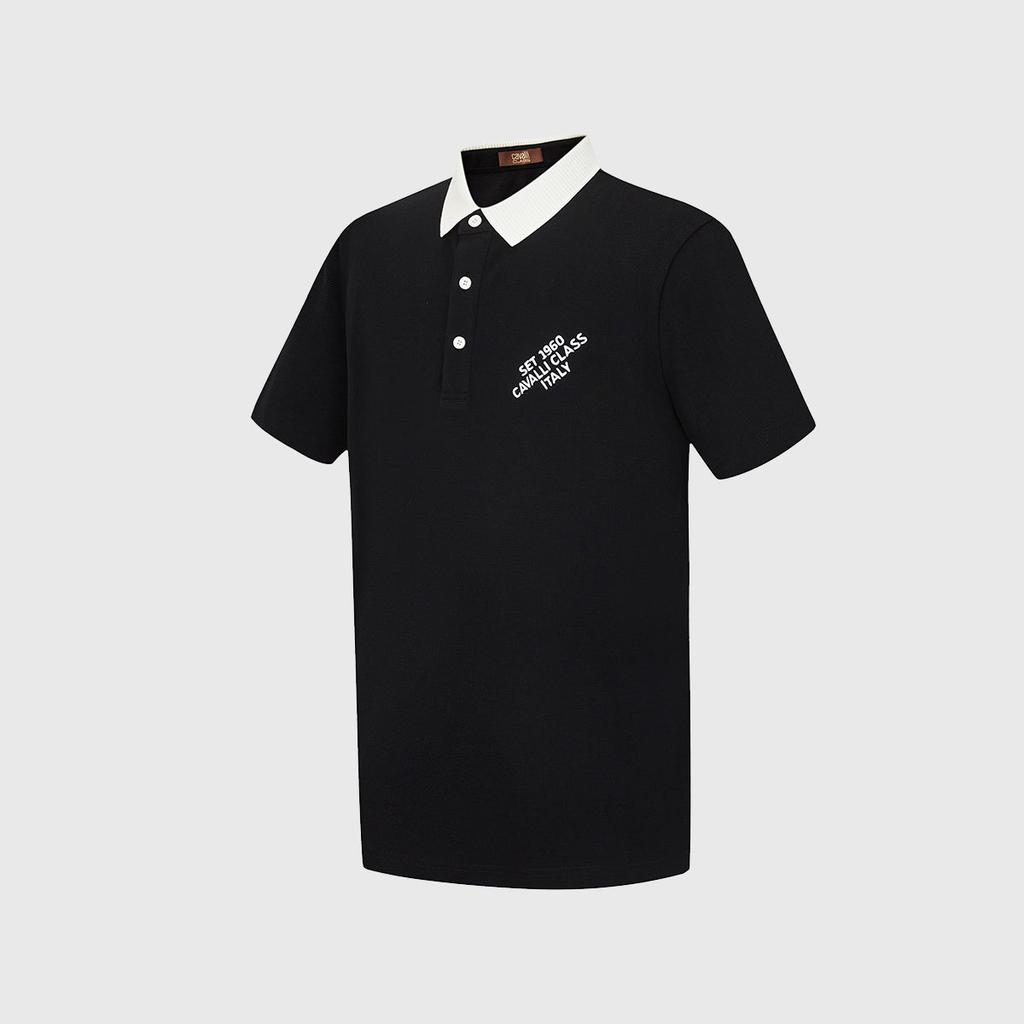 Men's 100% Cotton Short-Sleeved Polo Shirt with Contrasting Collar