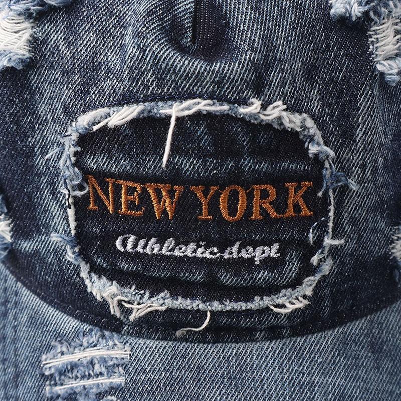 Mens Oversized Vintage Baseball Cap Distressed Denim Sun Hat Women